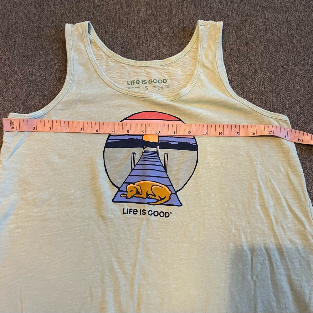 Life Is Good Dock Dog Sunset Textured Slub Tank Women's Top, Sage Green, Small - Picture 4 of 7